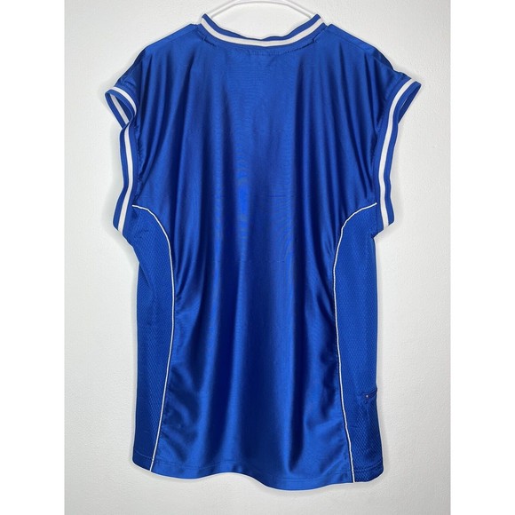 VINTAGE Starter Logo Jersey Men's Top Sz L Blue Athletic Tank Side Zip - Picture 5 of 13